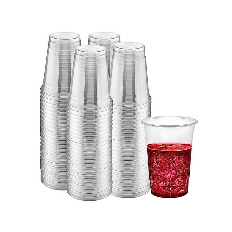 Green Direct 10 oz. Disposable Clear Drinking Plastic Cups for Boba Tea Ice Coffee 100 Pack - Image 1